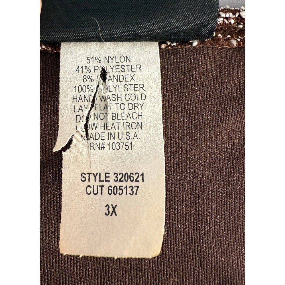 Vintage Maggie Barnes Brown Tunic‎ Top White Micro Beaded  Size 3X Glam Party - Picture 9 of 15